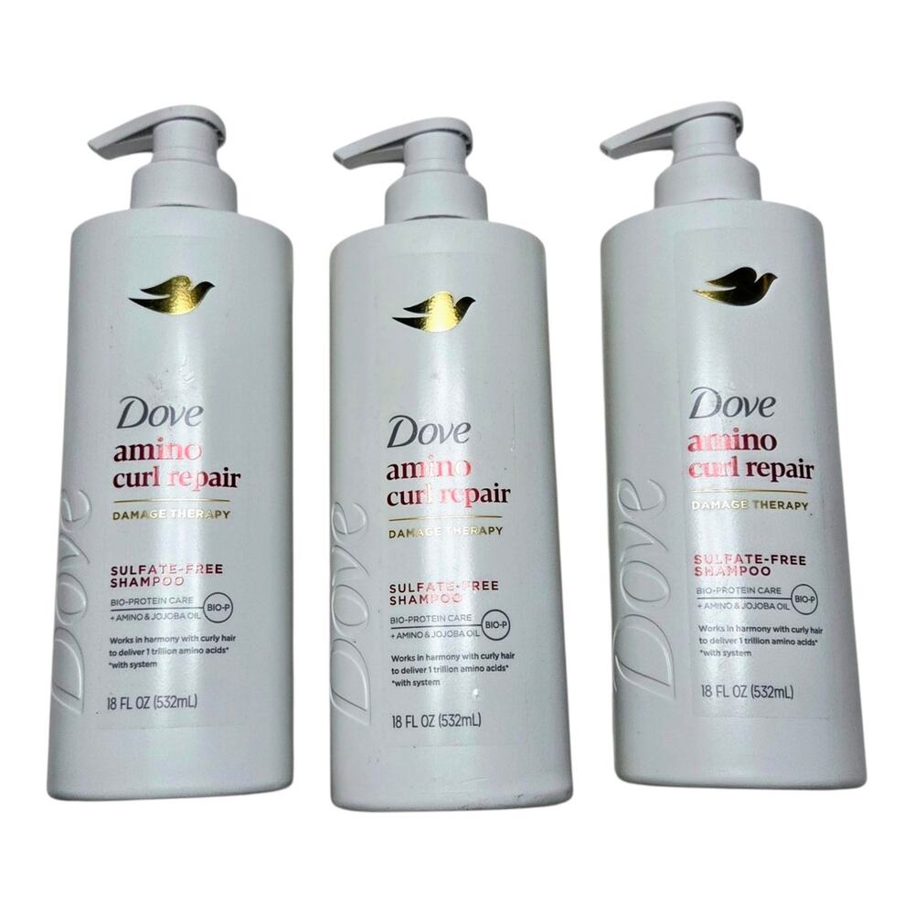 Dove Amino Curl Repair Shampoo Sulfate Free Jojoba Oil 18oz (3 Pack) - NEW LOOK